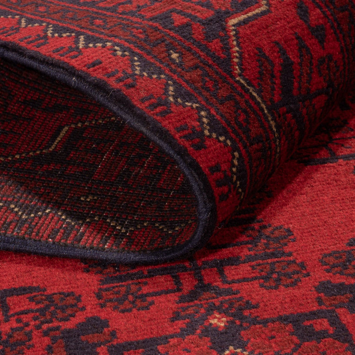Tapis afghan - Kunduz - 193 x 124 cm - rouge foncé
