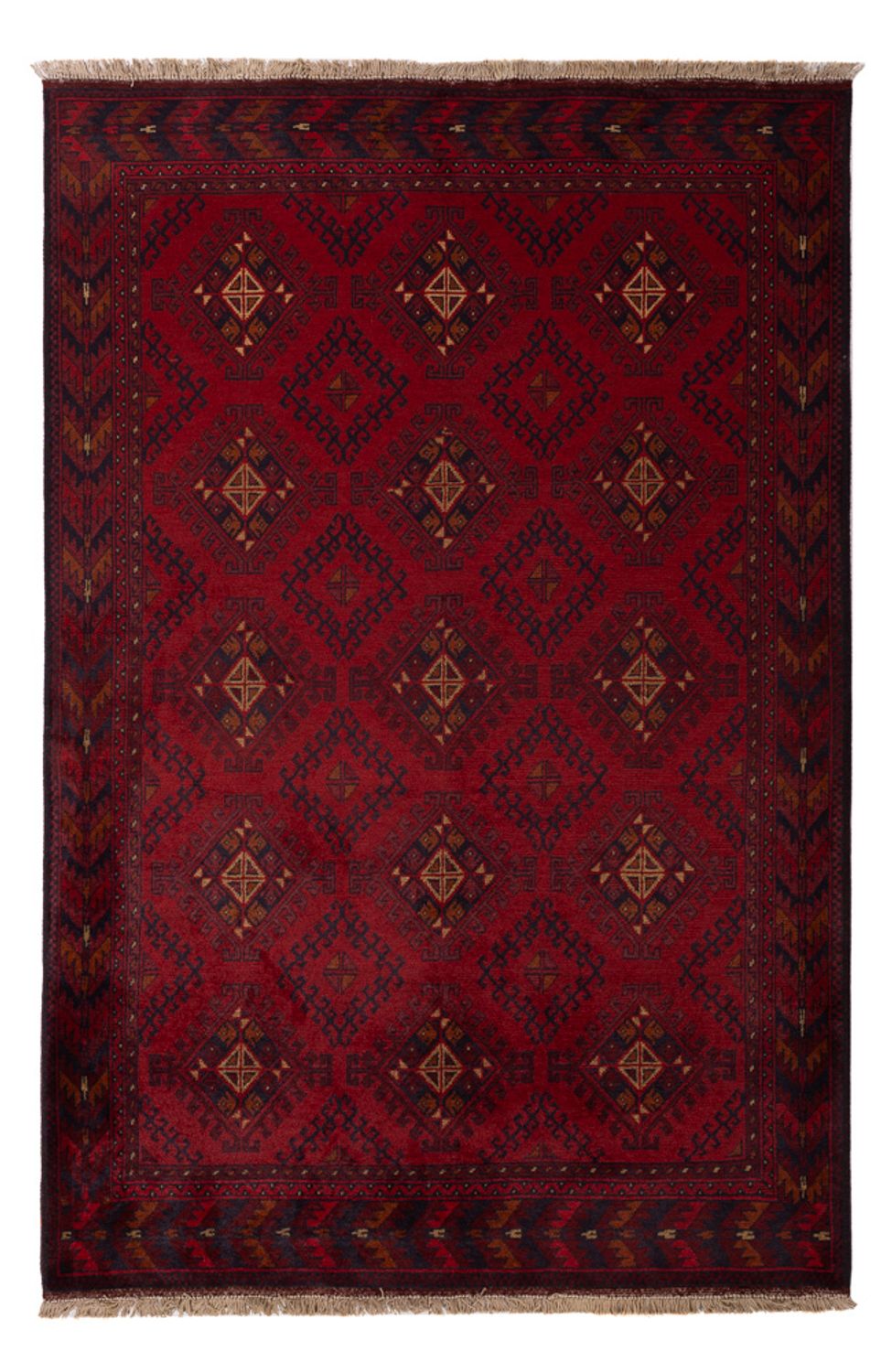 Tapis afghan - Kunduz - 195 x 125 cm - rouge foncé
