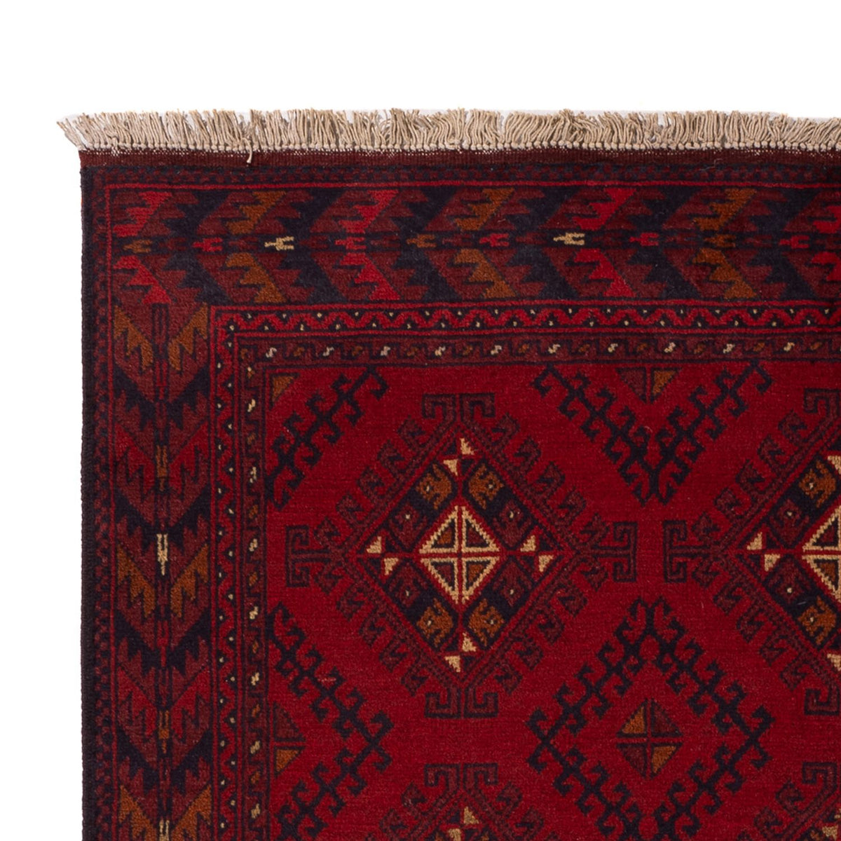 Tapis afghan - Kunduz - 195 x 125 cm - rouge foncé
