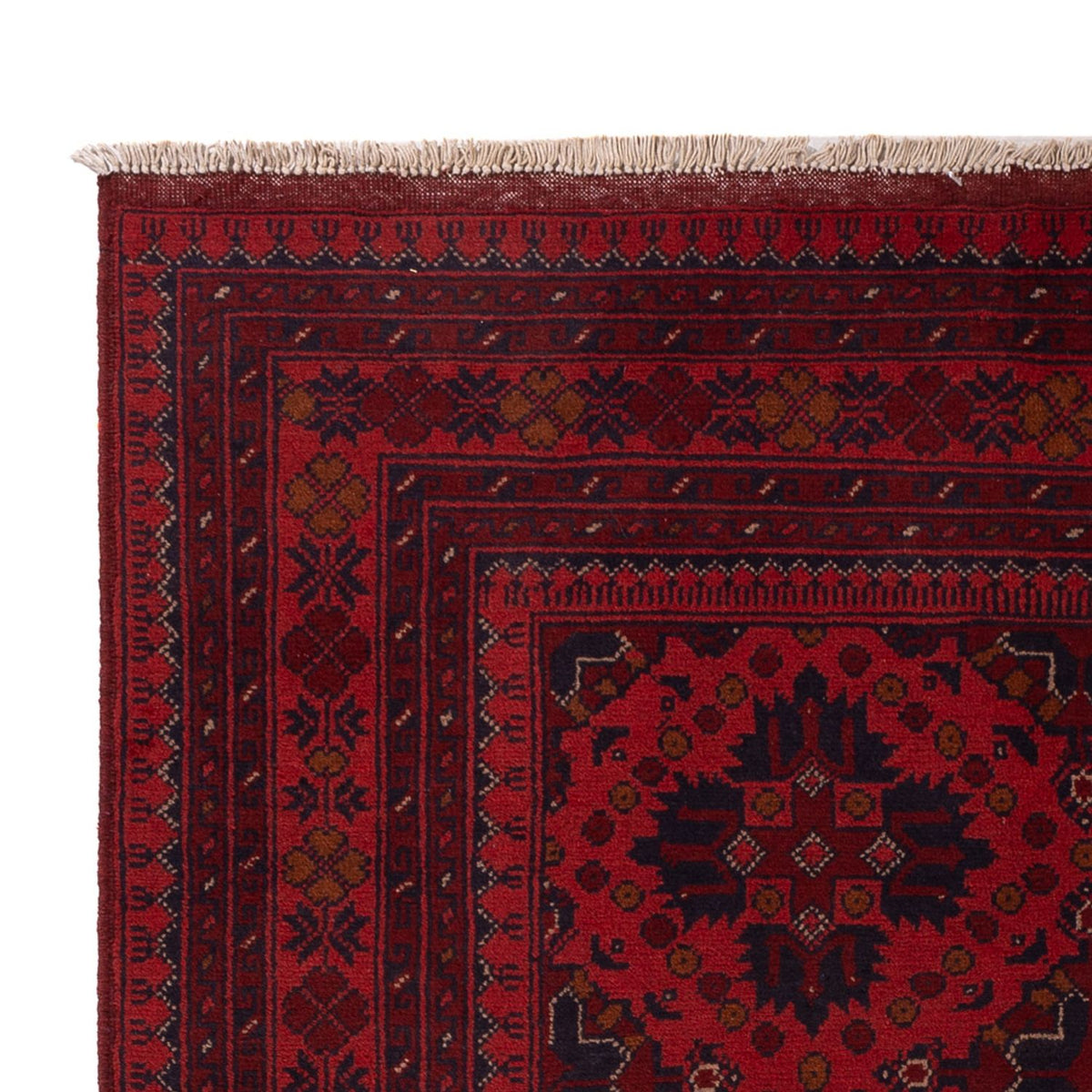 Tapis afghan - Kunduz - 198 x 124 cm - rouge foncé
