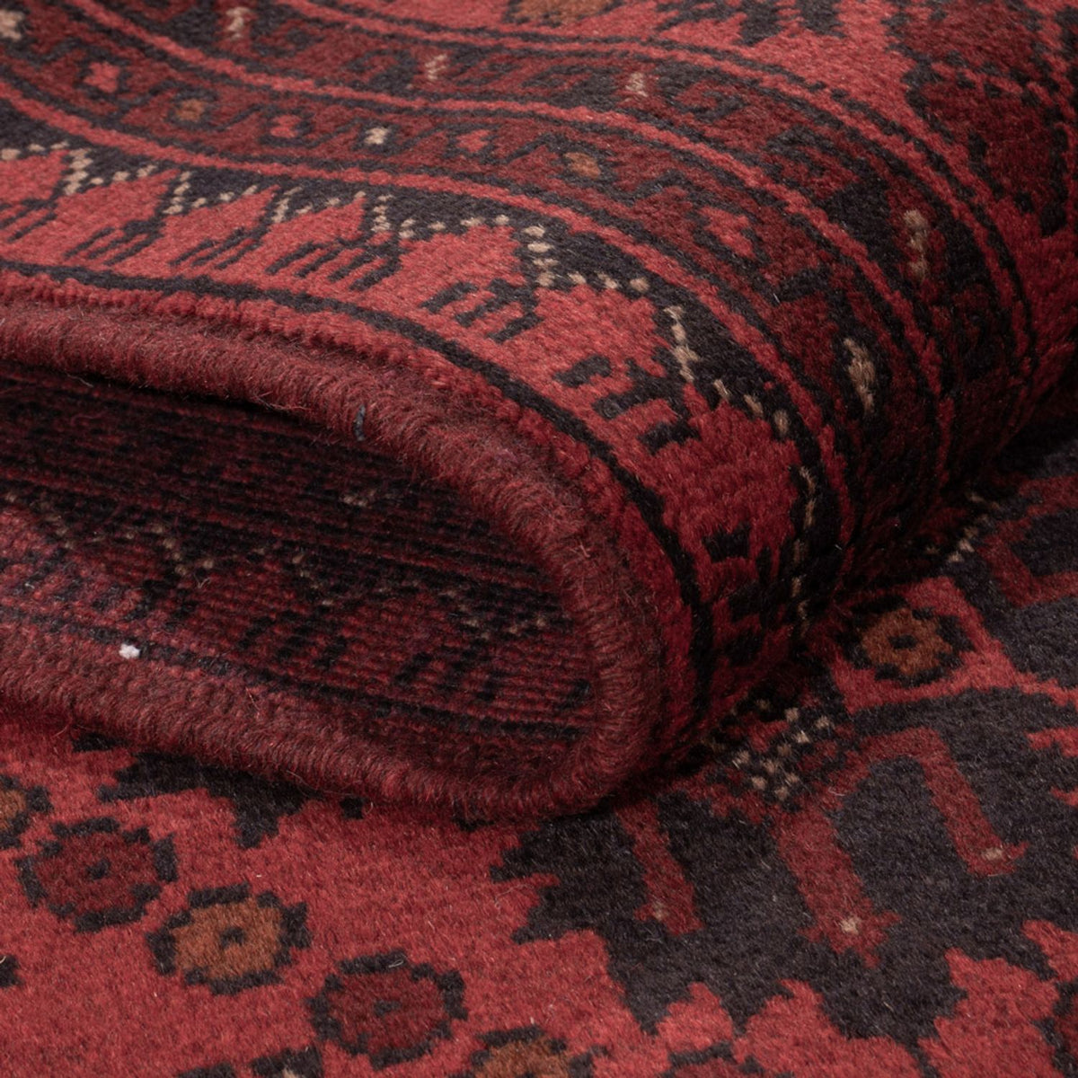 Tapis afghan - Kunduz - 198 x 124 cm - rouge foncé