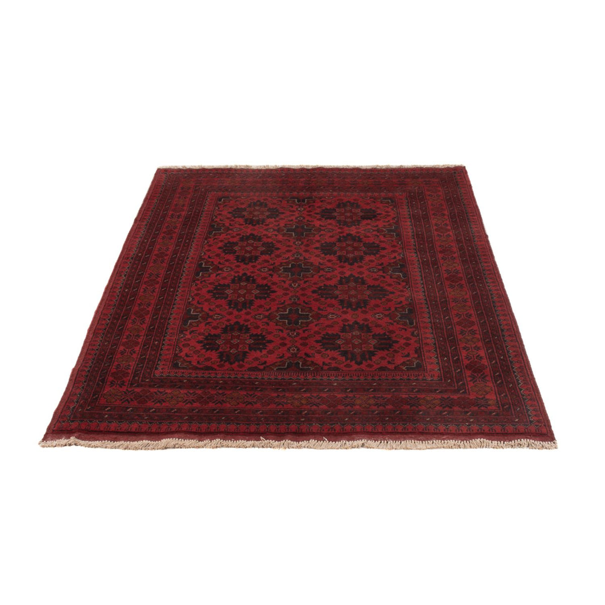 Tapis afghan - Kunduz - 198 x 124 cm - rouge foncé