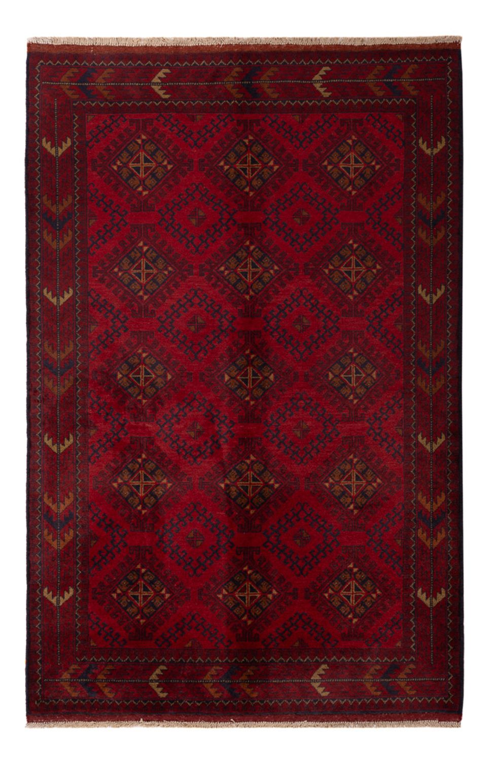 Tapis afghan - Kunduz - 196 x 125 cm - rouge foncé