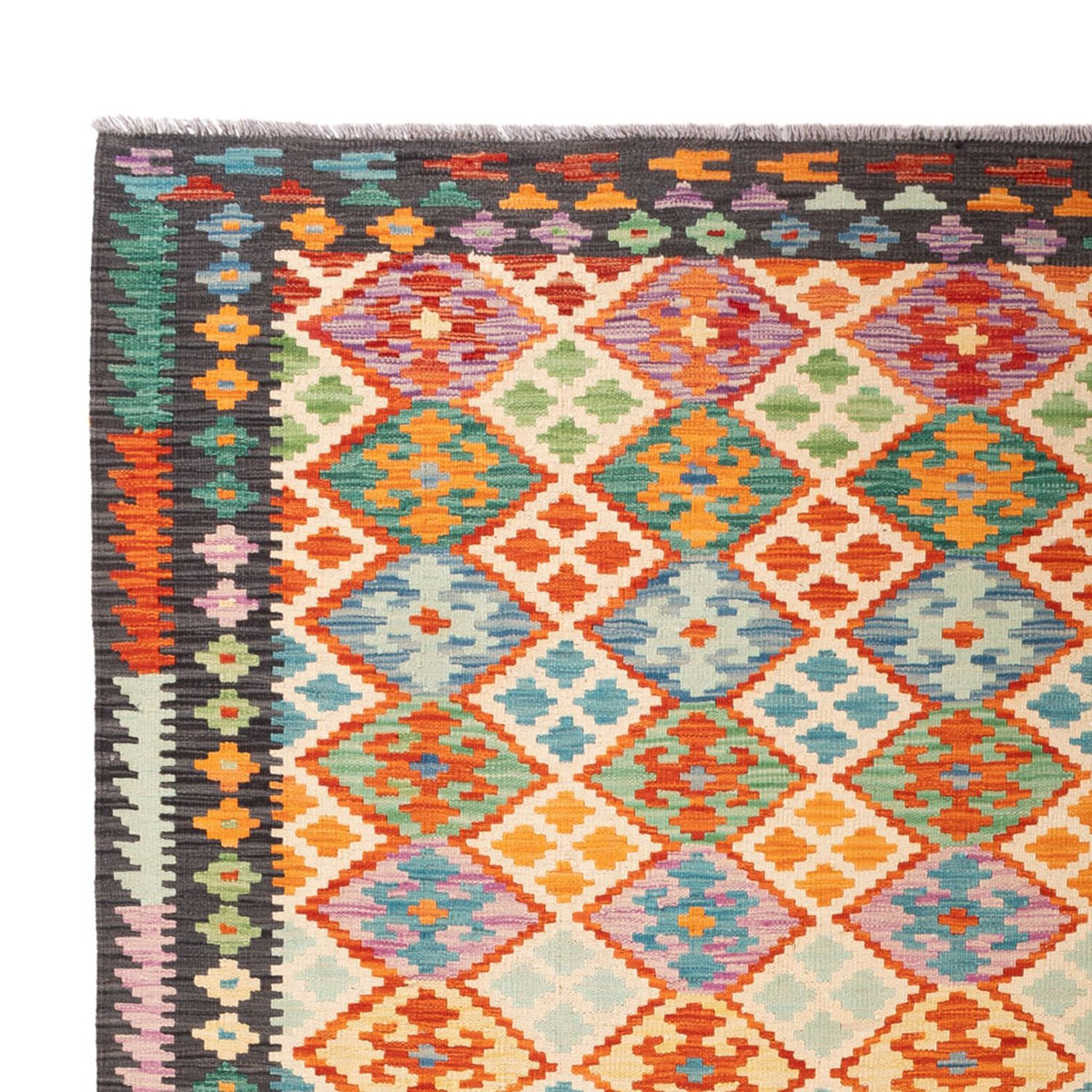 Tapis Kelim - Splash - 306 x 201 cm - multicolore