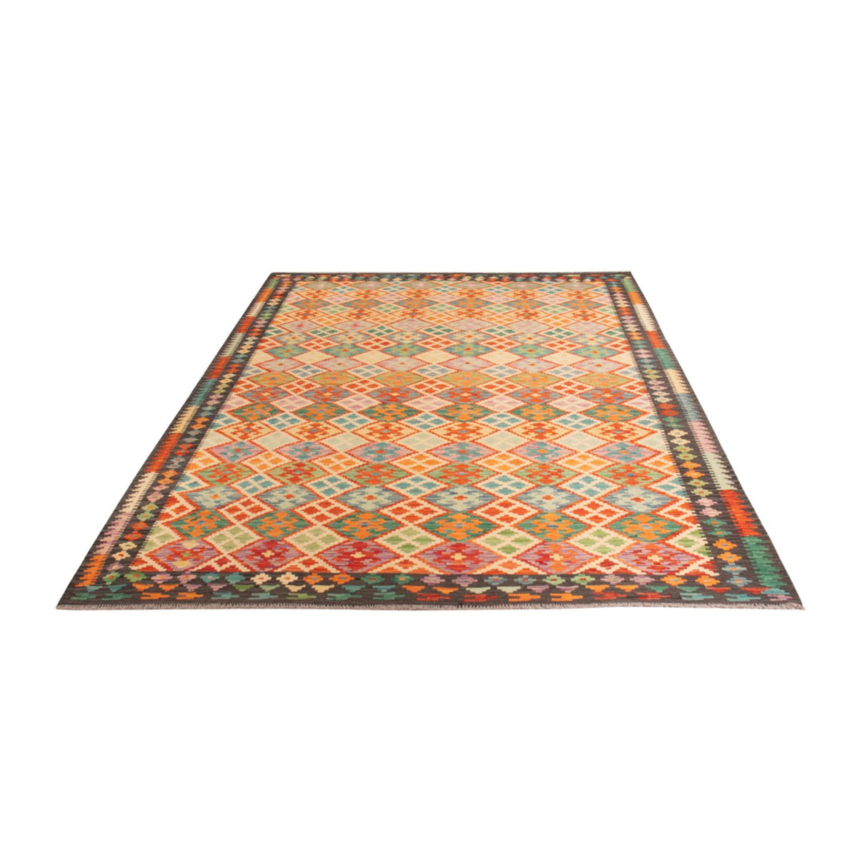 Tapis Kelim - Splash - 306 x 201 cm - multicolore