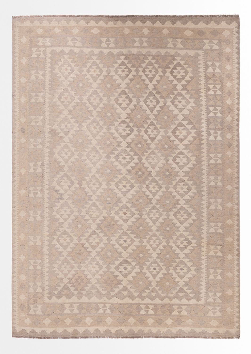 Tapis Kelim - Splash - 301 x 210 cm - gris clair