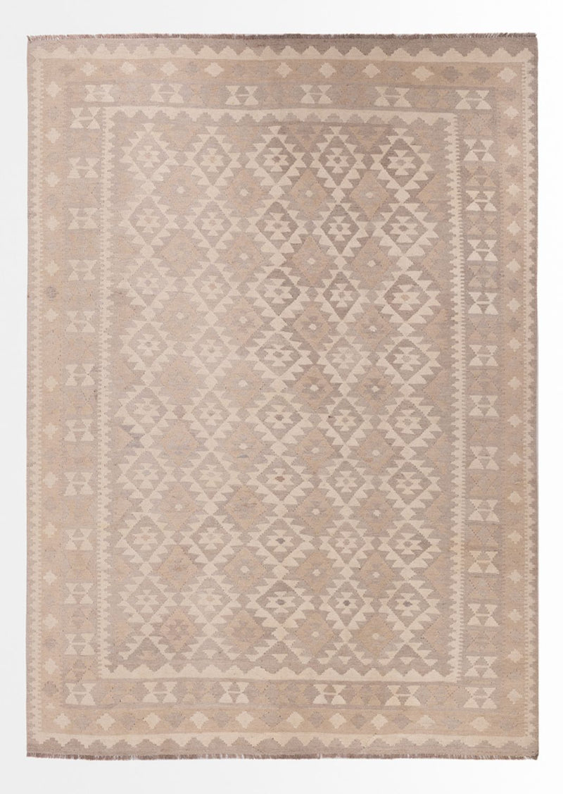 Tapis Kelim - Splash - 301 x 210 cm - gris clair