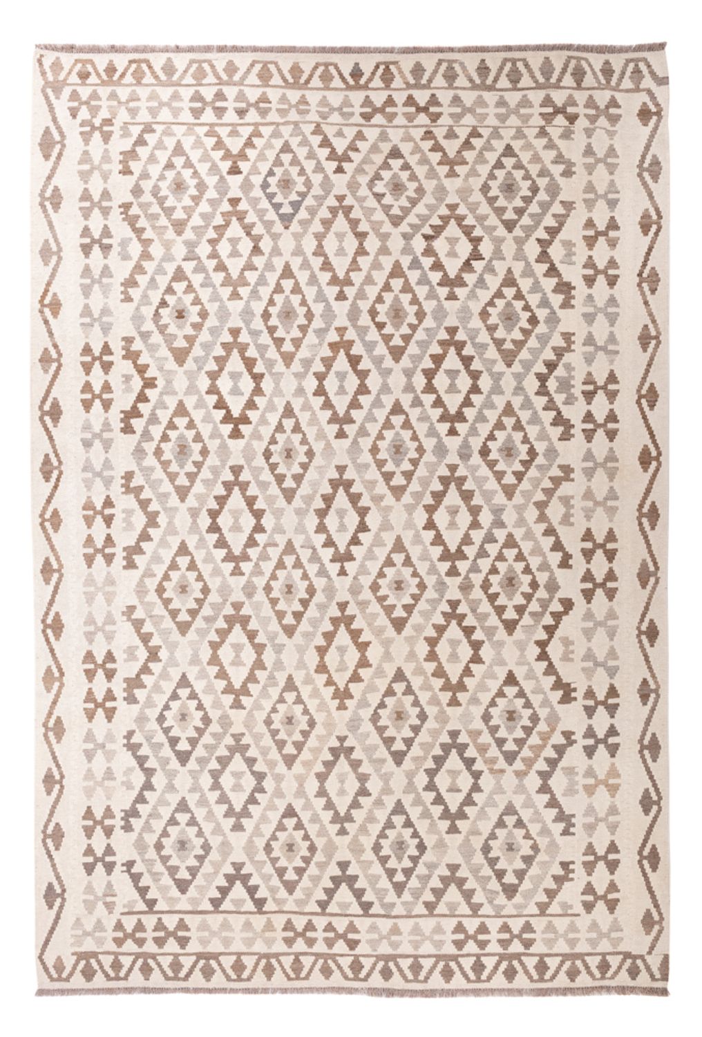 Tapis Kelim - Splash - 289 x 201 cm - gris clair
