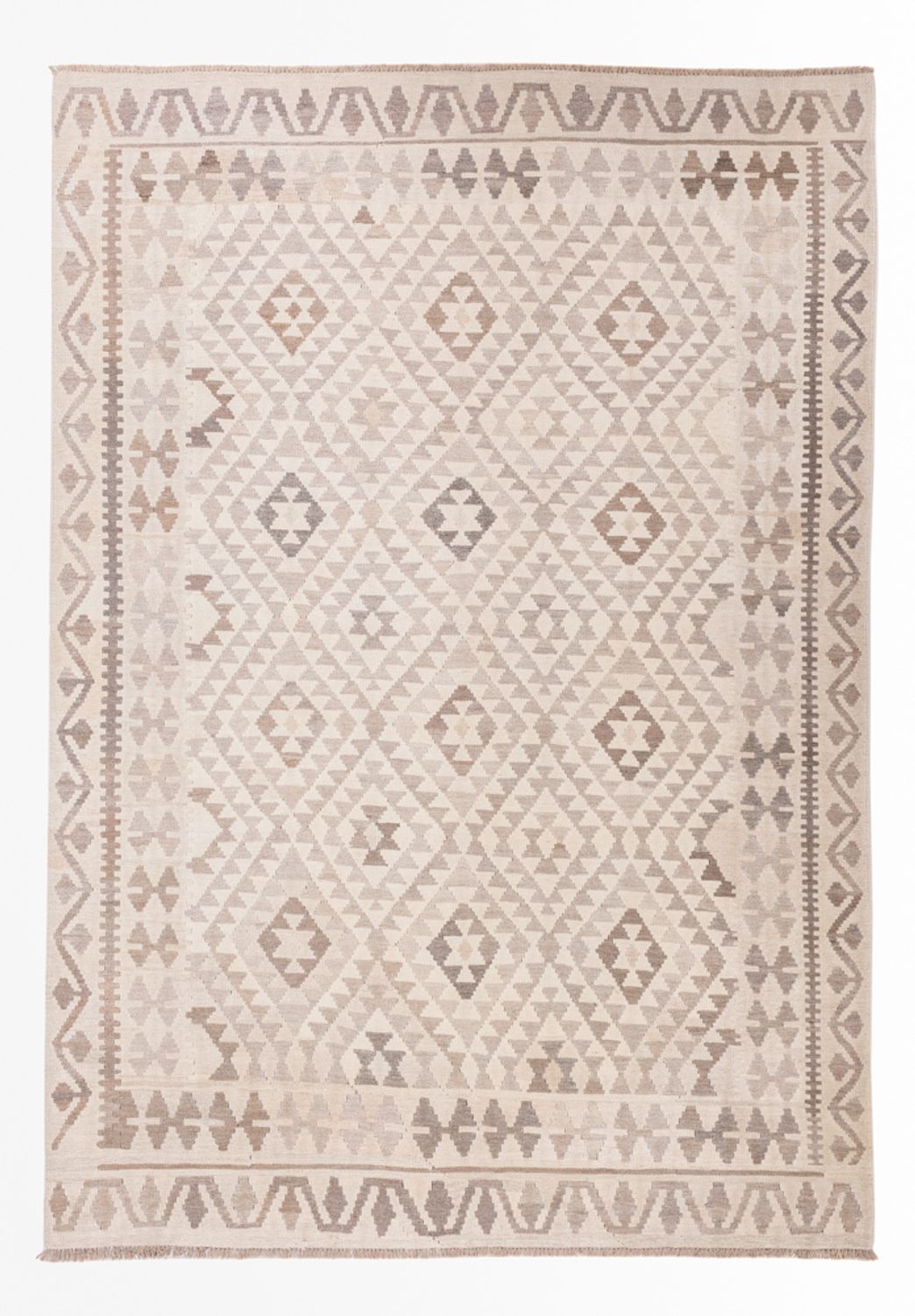 Tapis Kelim - Splash - 286 x 202 cm - gris clair