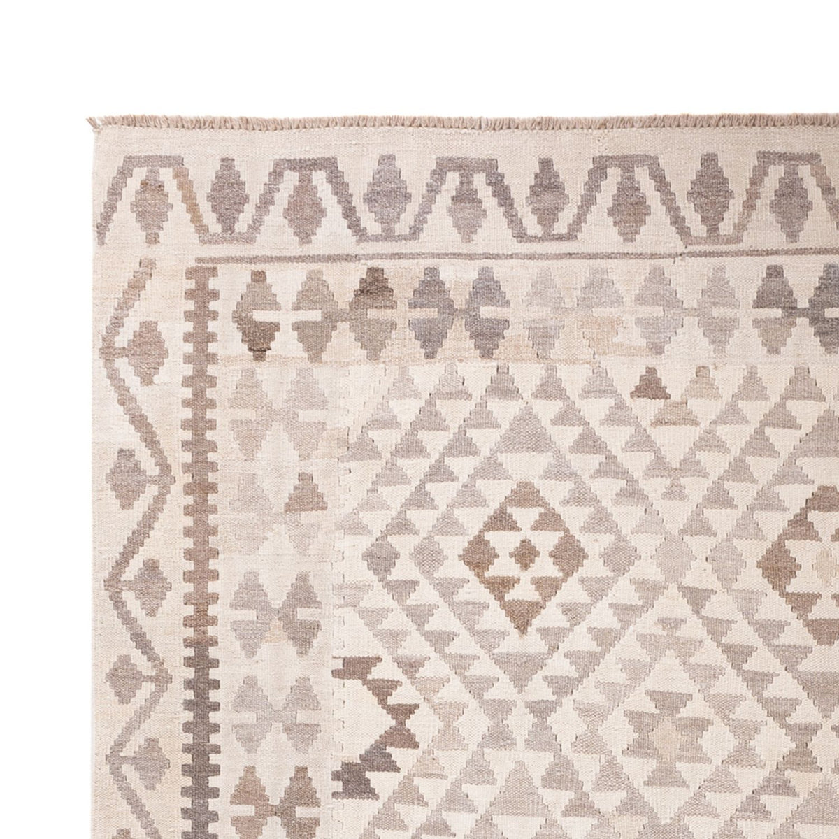 Tapis Kelim - Splash - 286 x 202 cm - gris clair