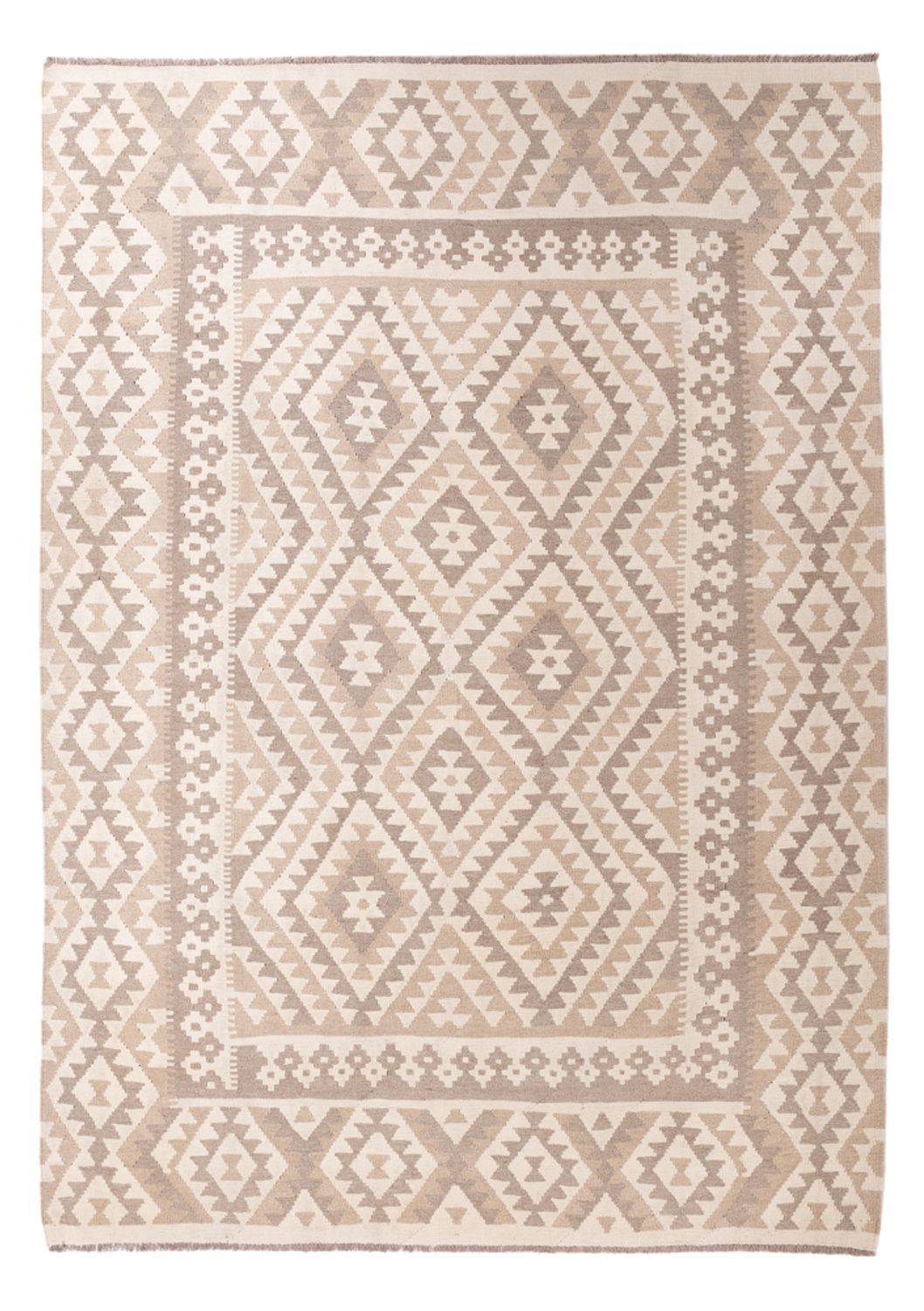 Tapis Kelim - Splash - 281 x 200 cm - gris clair