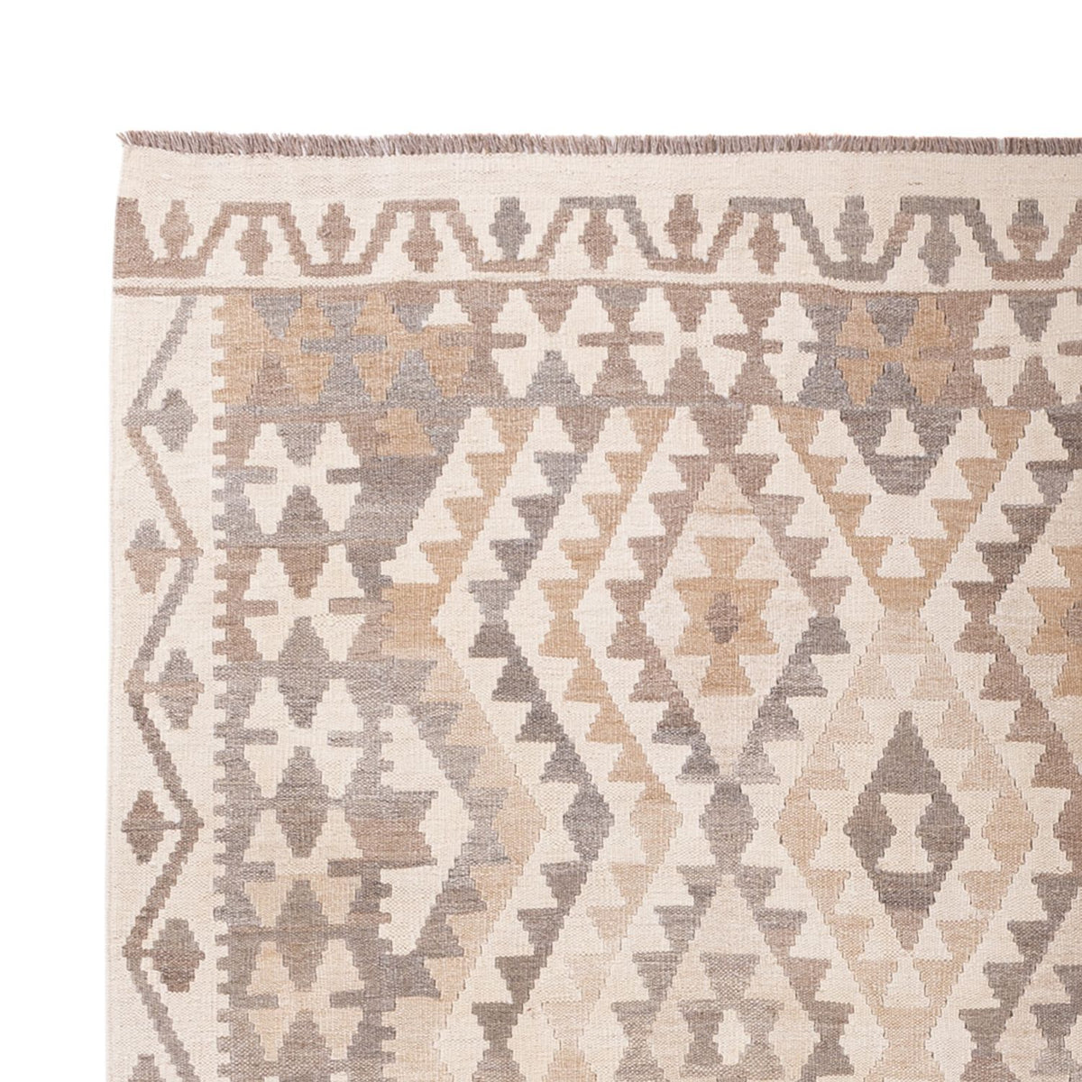 Tapis Kelim - Splash - 291 x 207 cm - gris clair