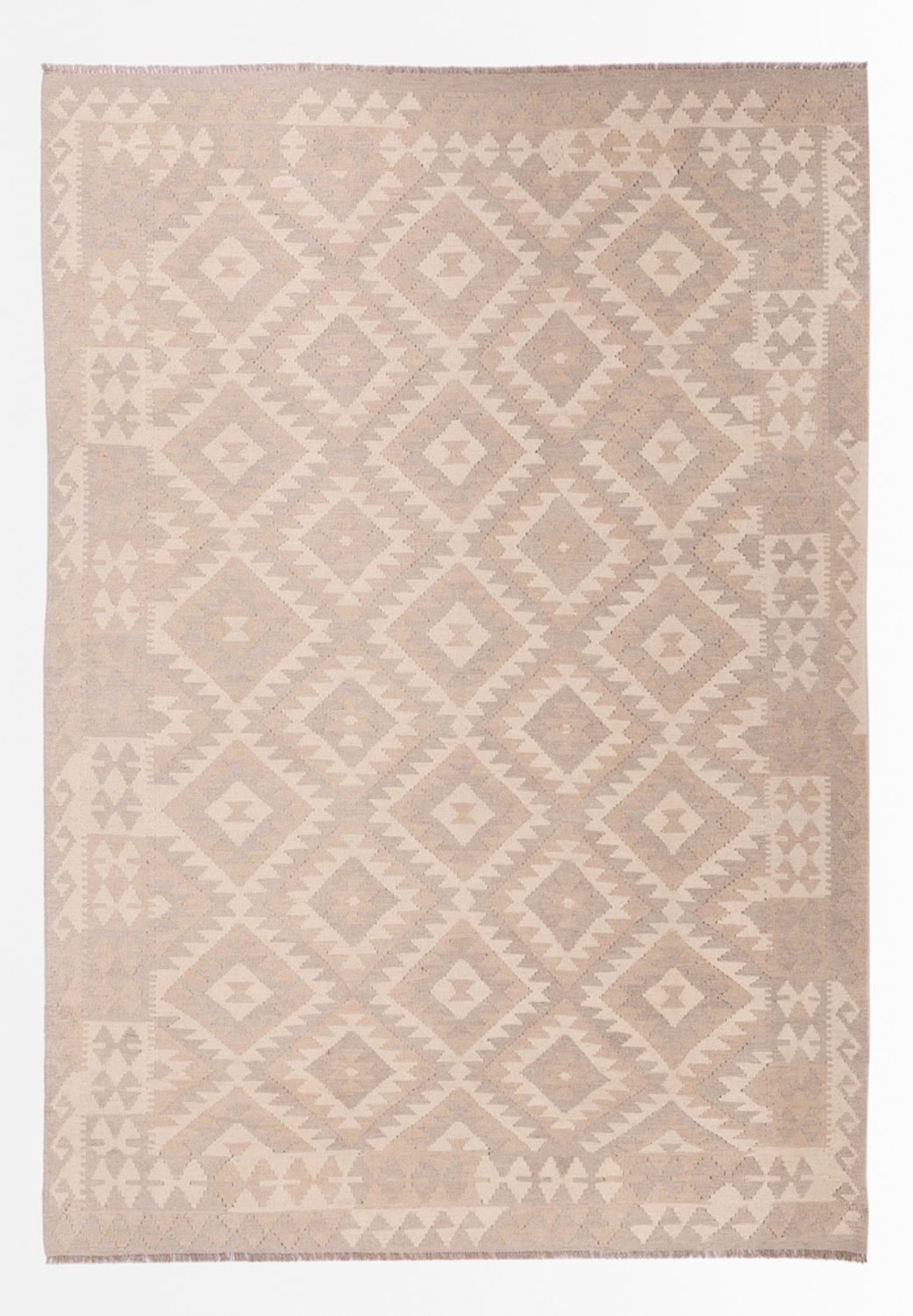 Tapis Kelim - Splash - 280 x 198 cm - gris clair