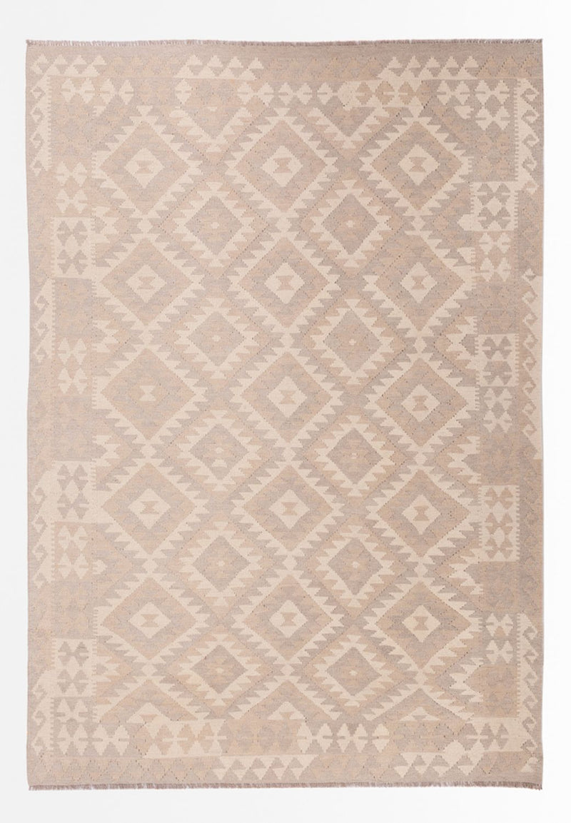 Tapis Kelim - Splash - 280 x 198 cm - gris clair