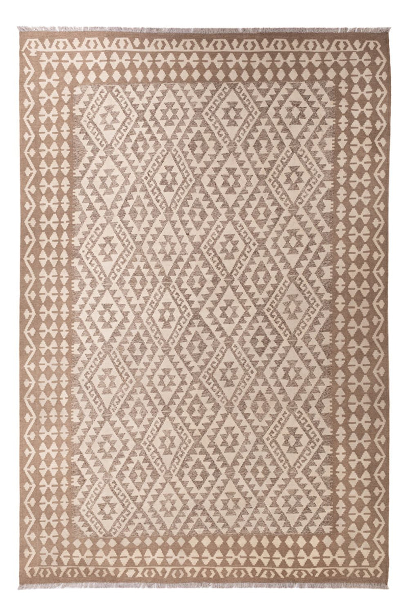 Tapis Kelim - Splash - 301 x 206 cm - gris clair
