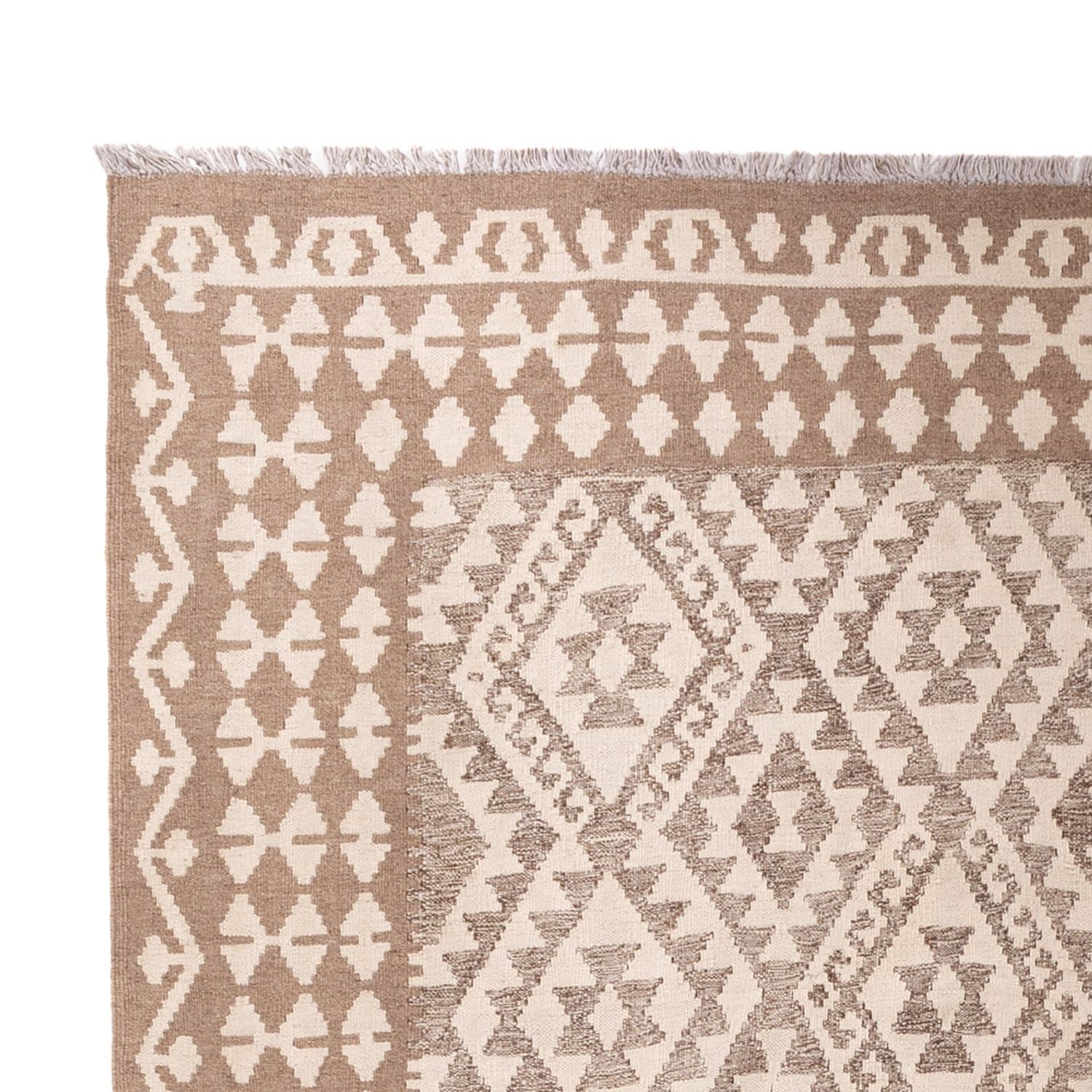 Tapis Kelim - Splash - 301 x 206 cm - gris clair