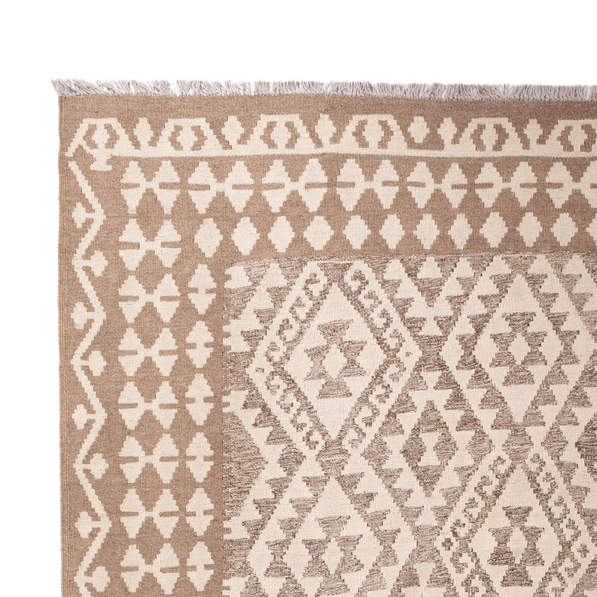 Tapis Kelim - Splash - 301 x 206 cm - gris clair