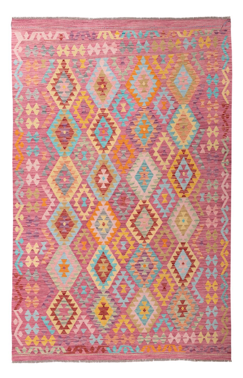 Tapis Kelim - Splash - 297 x 194 cm - multicolore