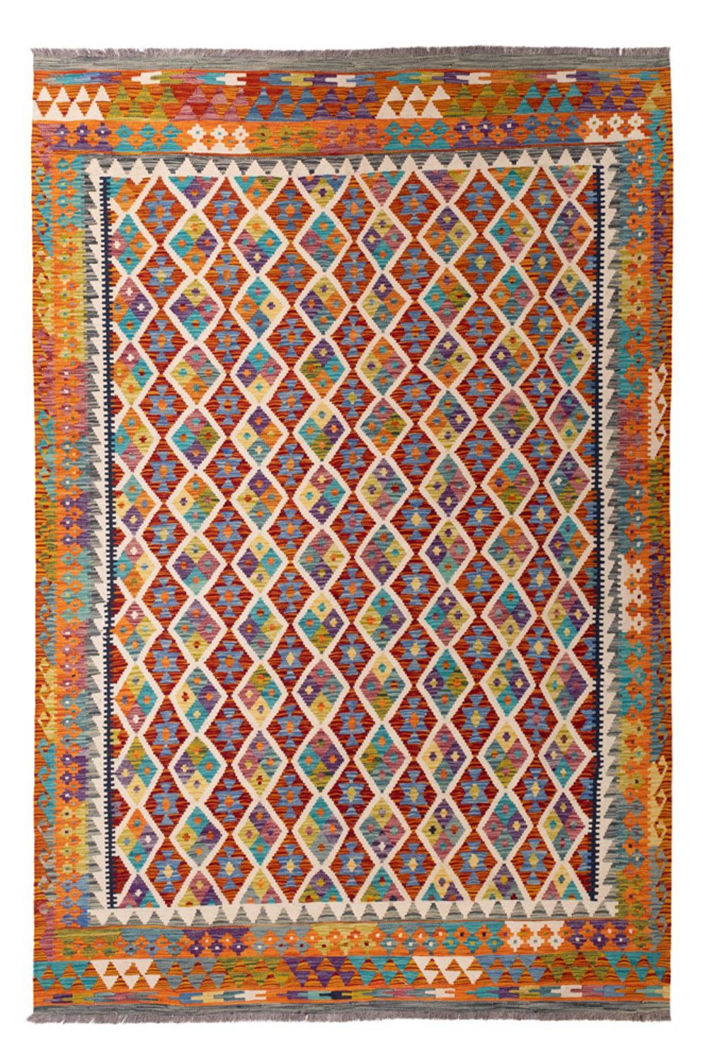 Tapis Kelim - Splash - 307 x 205 cm - multicolore