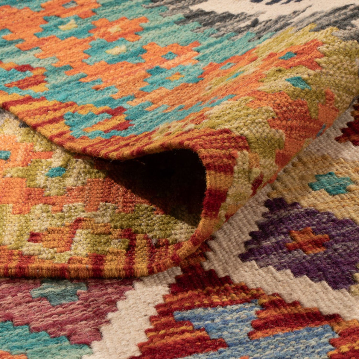 Tapis Kelim - Splash - 307 x 205 cm - multicolore