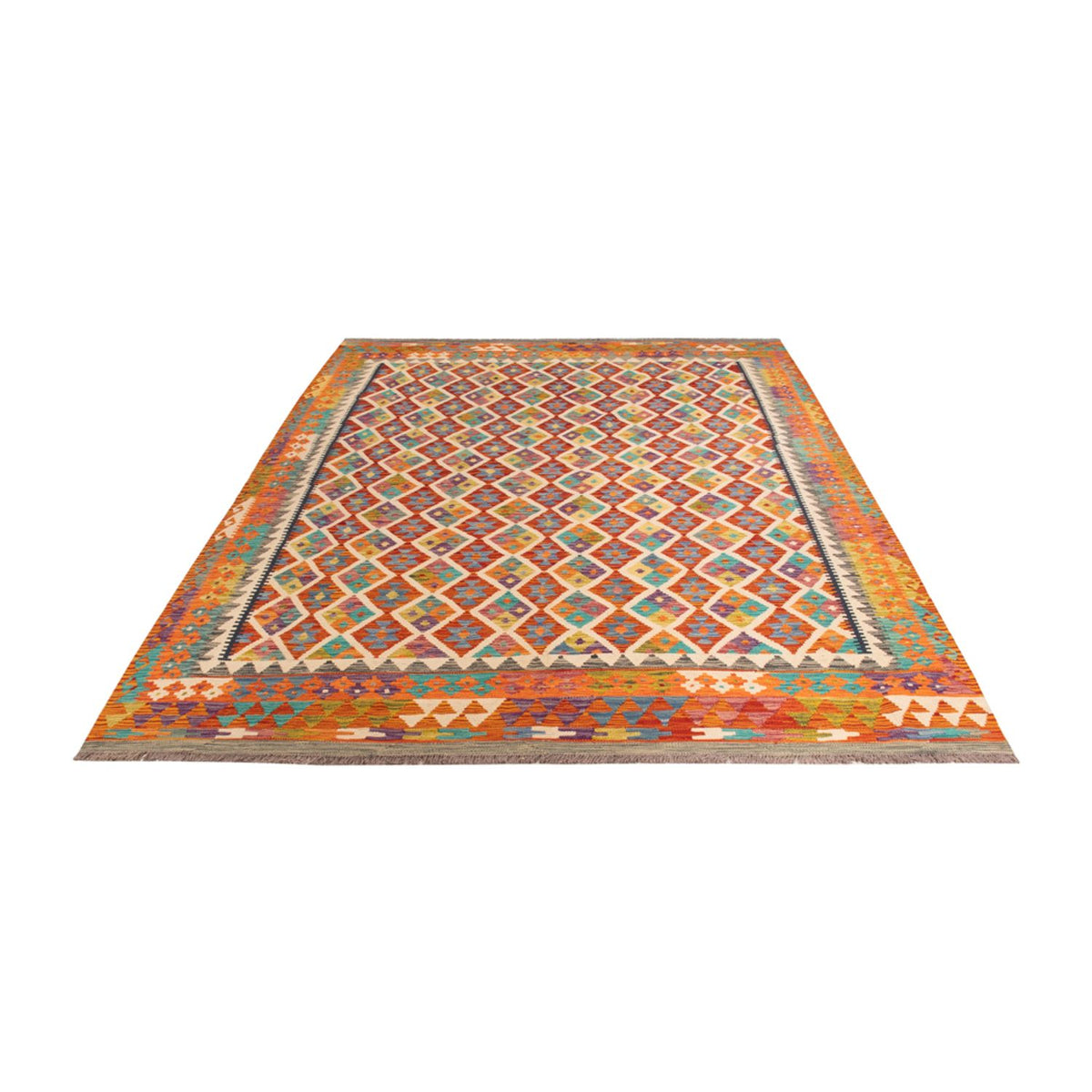 Tapis Kelim - Splash - 307 x 205 cm - multicolore
