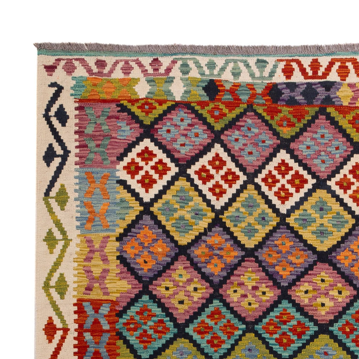 Tapis Kelim - Splash - 298 x 206 cm - multicolore