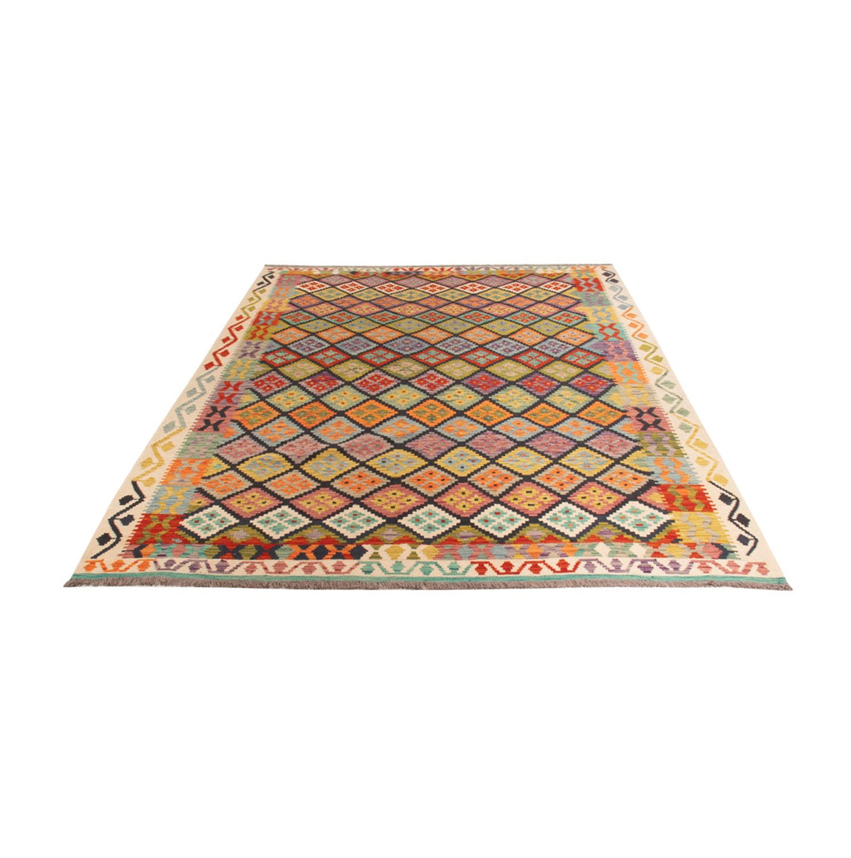 Tapis Kelim - Splash - 298 x 206 cm - multicolore