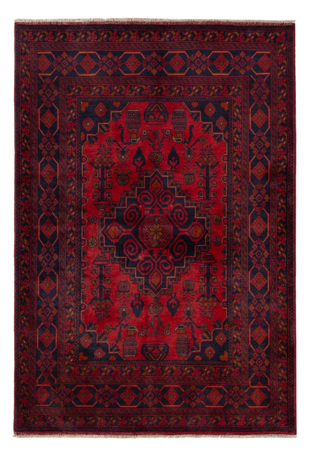 Tapis afghan - Kunduz - 197 x 128 cm - rouge