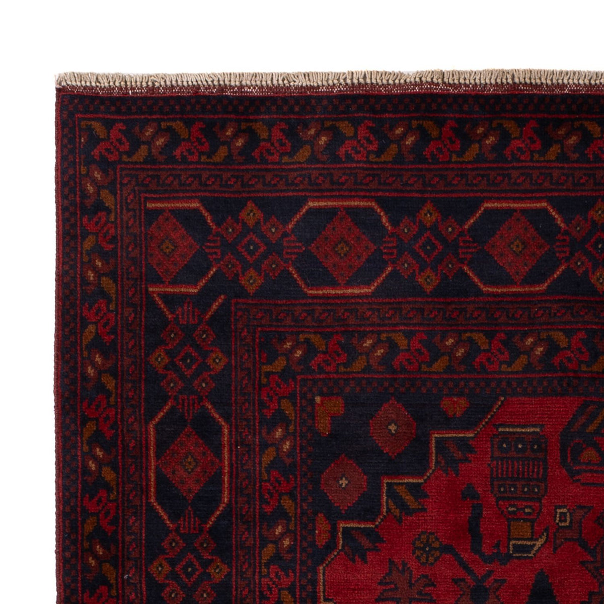 Tapis afghan - Kunduz - 197 x 128 cm - rouge