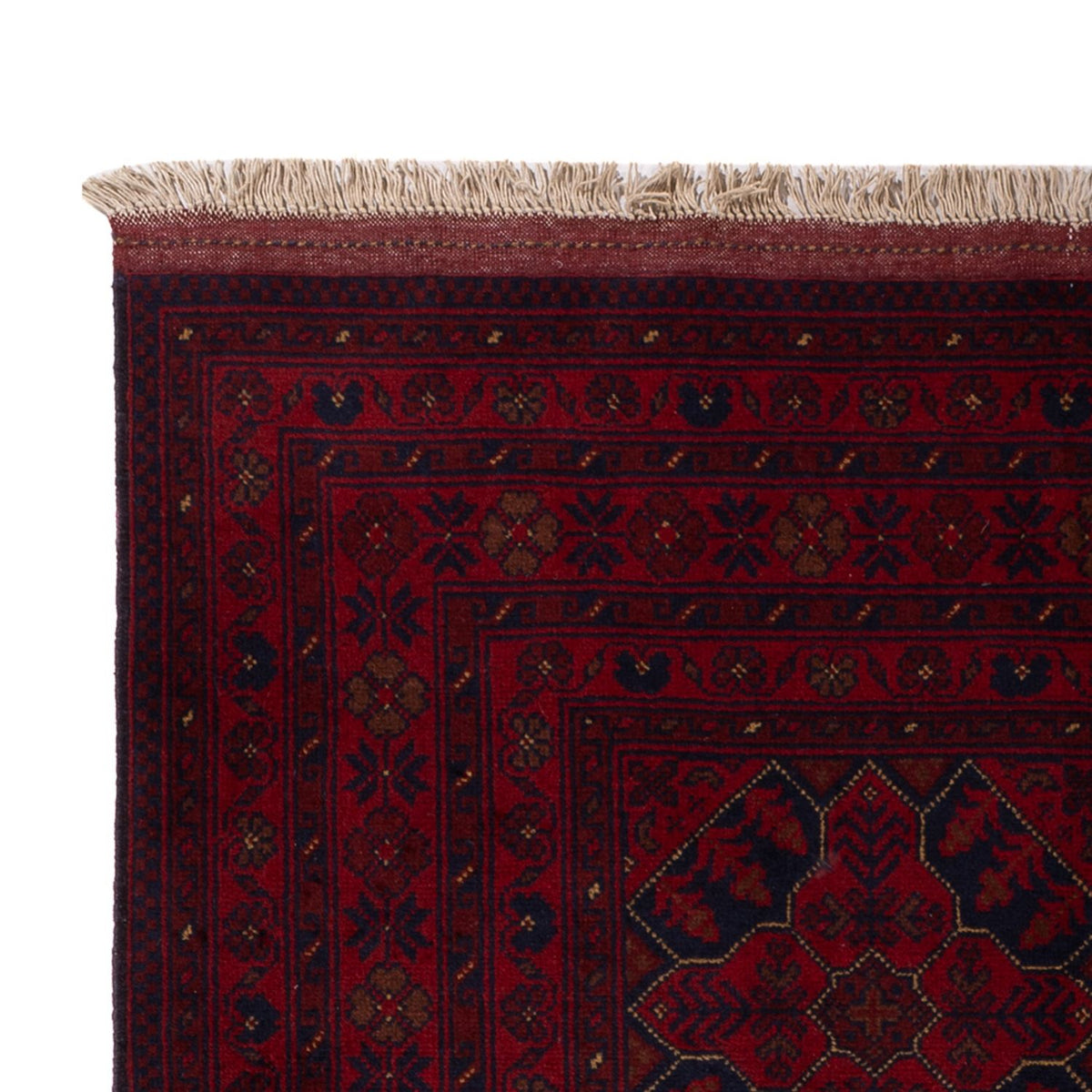 Tapis afghan - Kunduz - 196 x 126 cm - rouge foncé