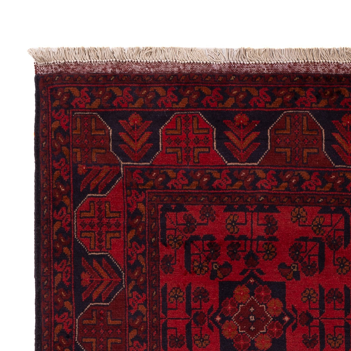 Tapis afghan - Kunduz - 191 x 127 cm - rouge foncé