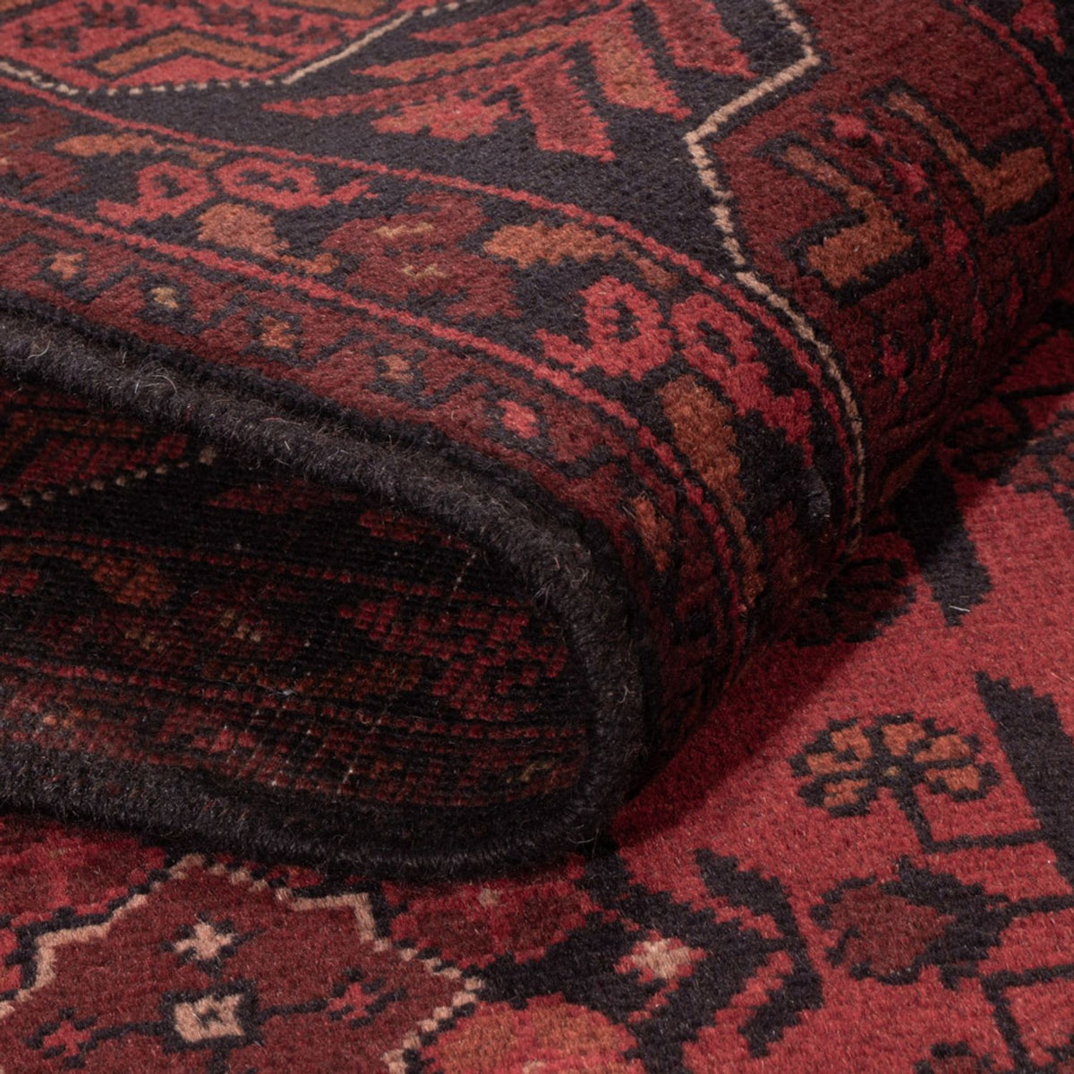 Tapis afghan - Kunduz - 191 x 127 cm - rouge foncé
