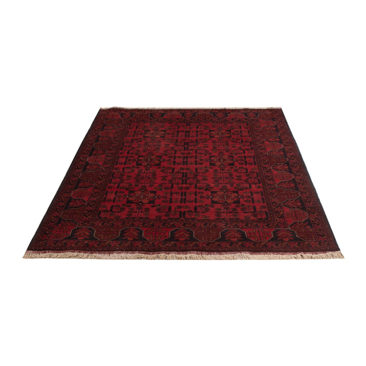 Tapis afghan - Kunduz - 191 x 127 cm - rouge foncé