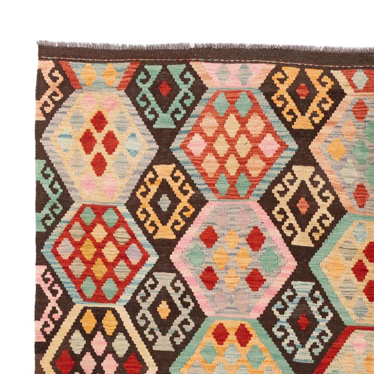 Tapis Kelim - Splash - 294 x 201 cm - multicolore