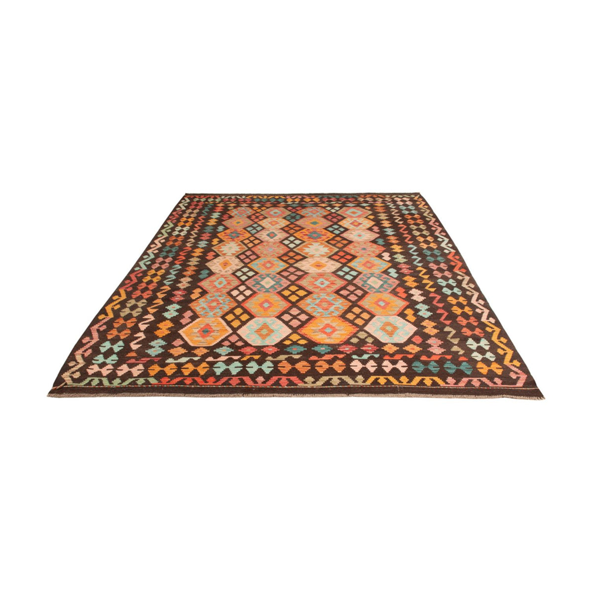 Tapis Kelim - Splash - 306 x 209 cm - multicolore