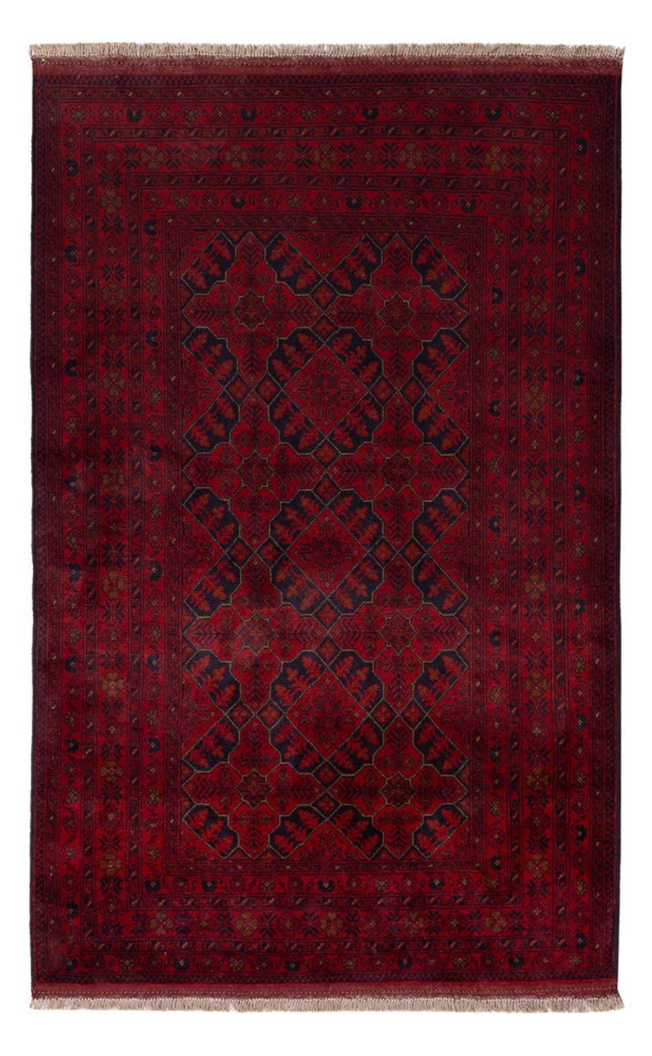 Tapis afghan - Kunduz - 201 x 128 cm - rouge foncé
