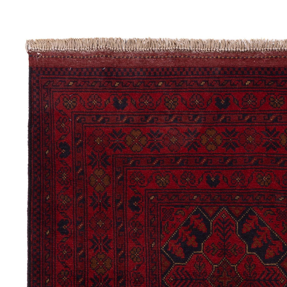 Tapis afghan - Kunduz - 201 x 128 cm - rouge foncé