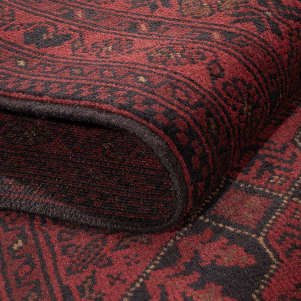 Tapis afghan - Kunduz - 201 x 128 cm - rouge foncé