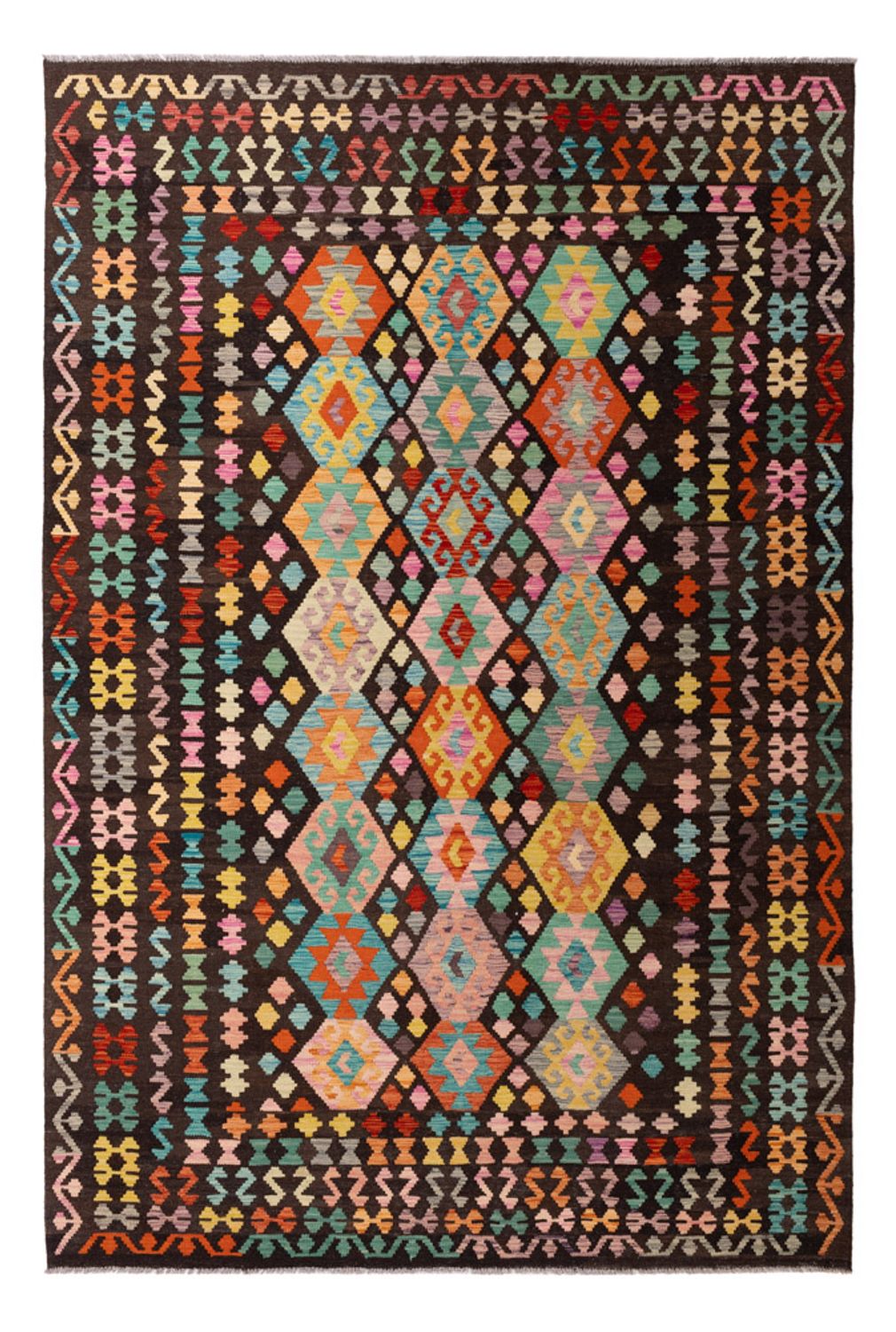 Tapis Kelim - Splash - 291 x 197 cm - multicolore