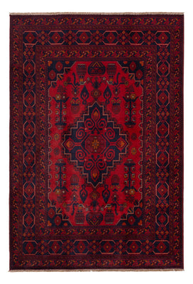 Tapis afghan - Kunduz - 197 x 127 cm - rouge foncé
