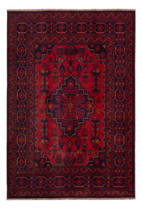 Tapis afghan - Kunduz - 197 x 127 cm - rouge foncé