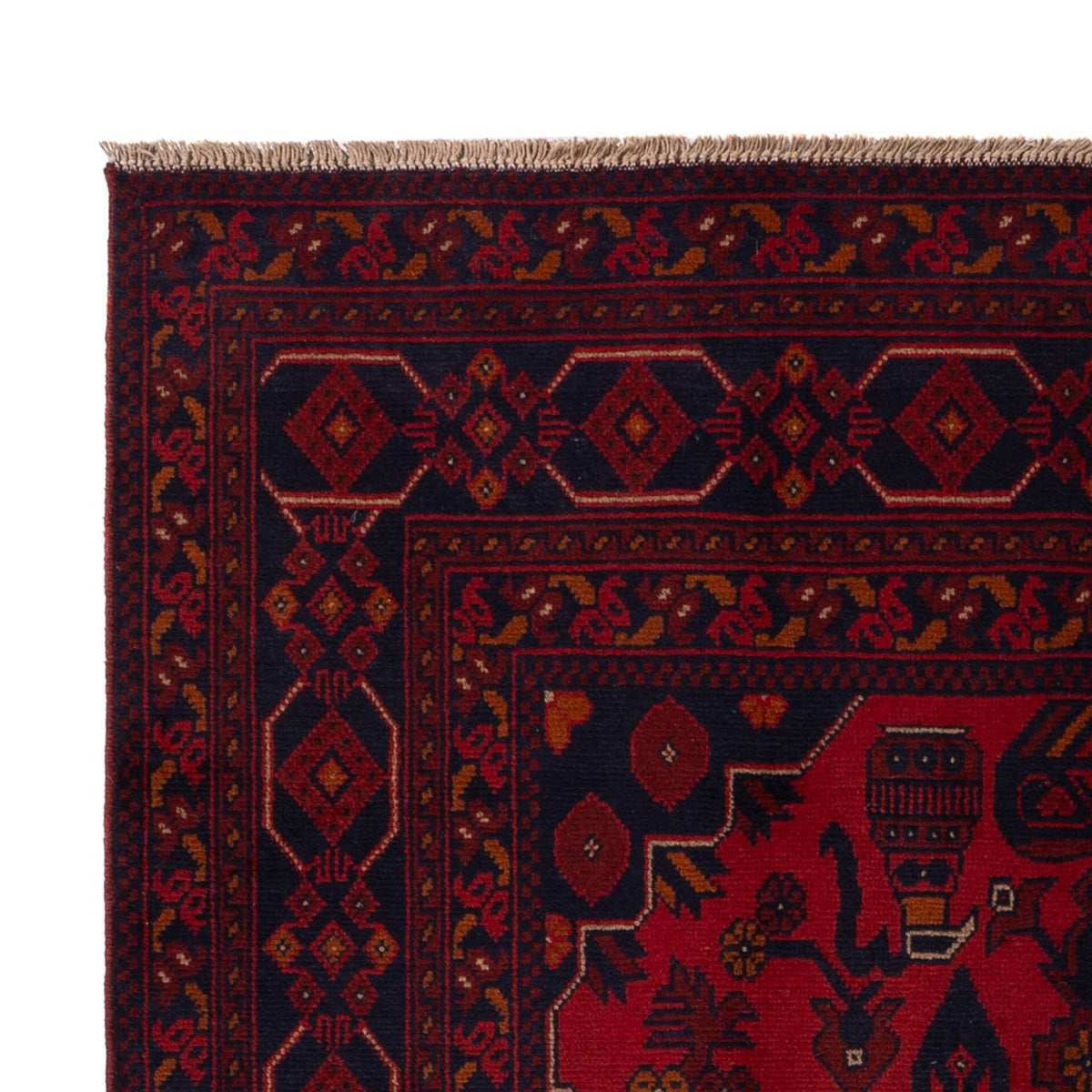 Tapis afghan - Kunduz - 197 x 127 cm - rouge foncé