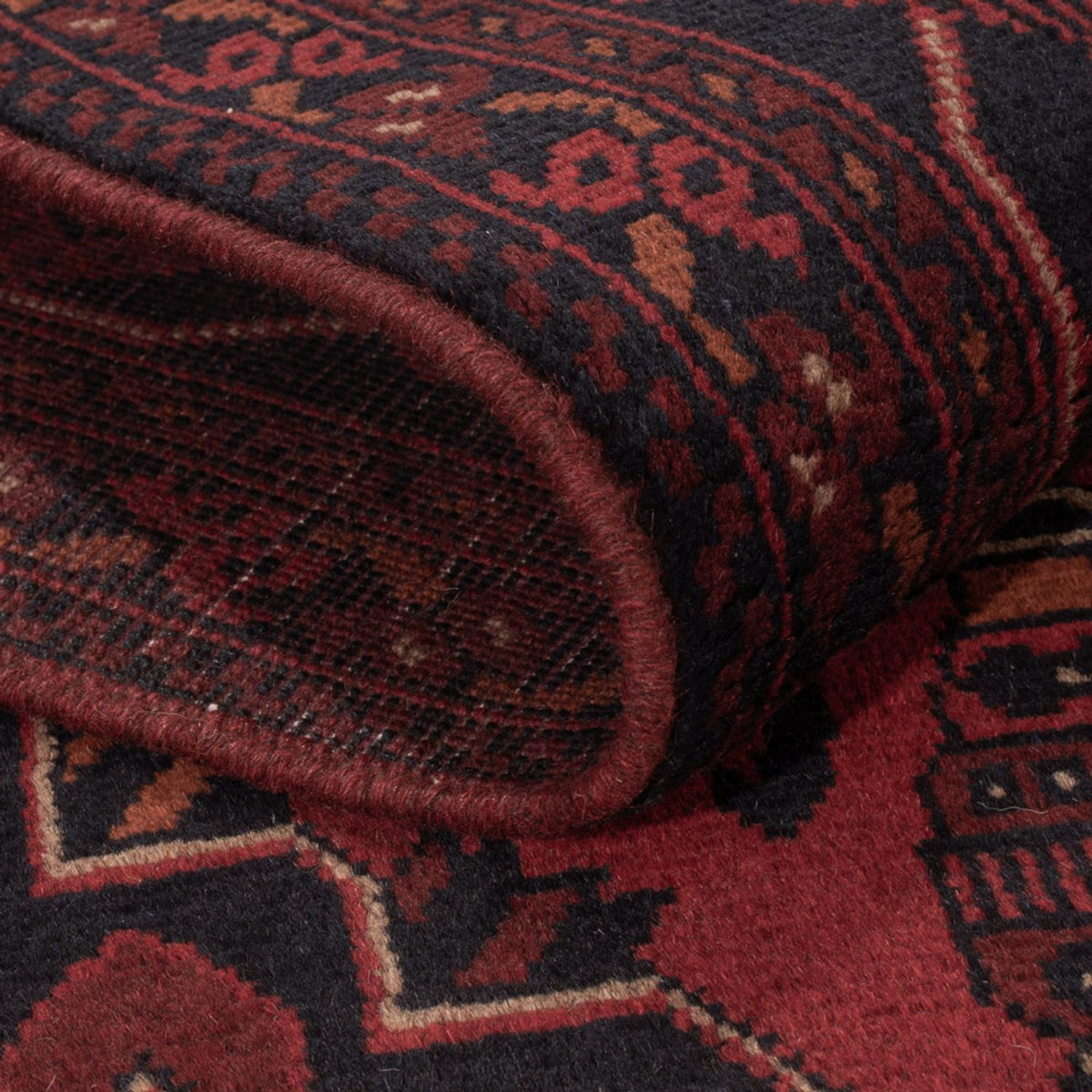 Tapis afghan - Kunduz - 197 x 127 cm - rouge foncé