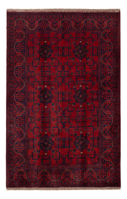 Tapis afghan - Kunduz - 199 x 132 cm - rouge foncé