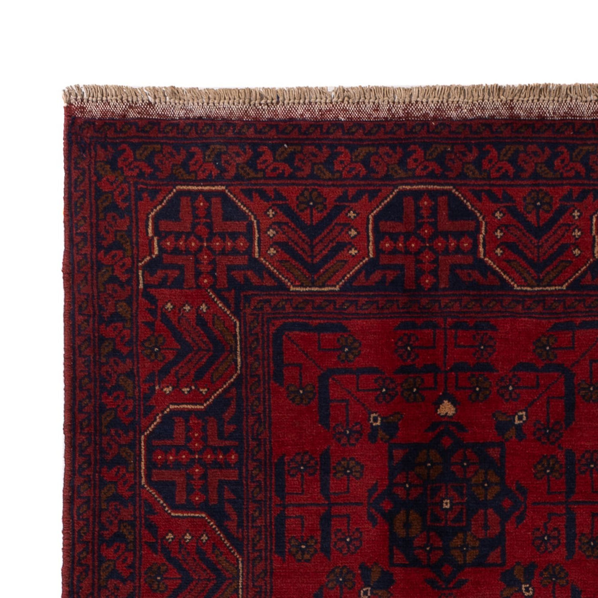 Tapis afghan - Kunduz - 199 x 132 cm - rouge foncé
