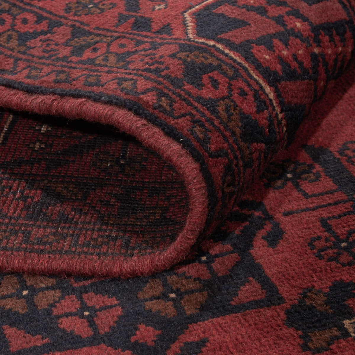 Tapis afghan - Kunduz - 199 x 132 cm - rouge foncé