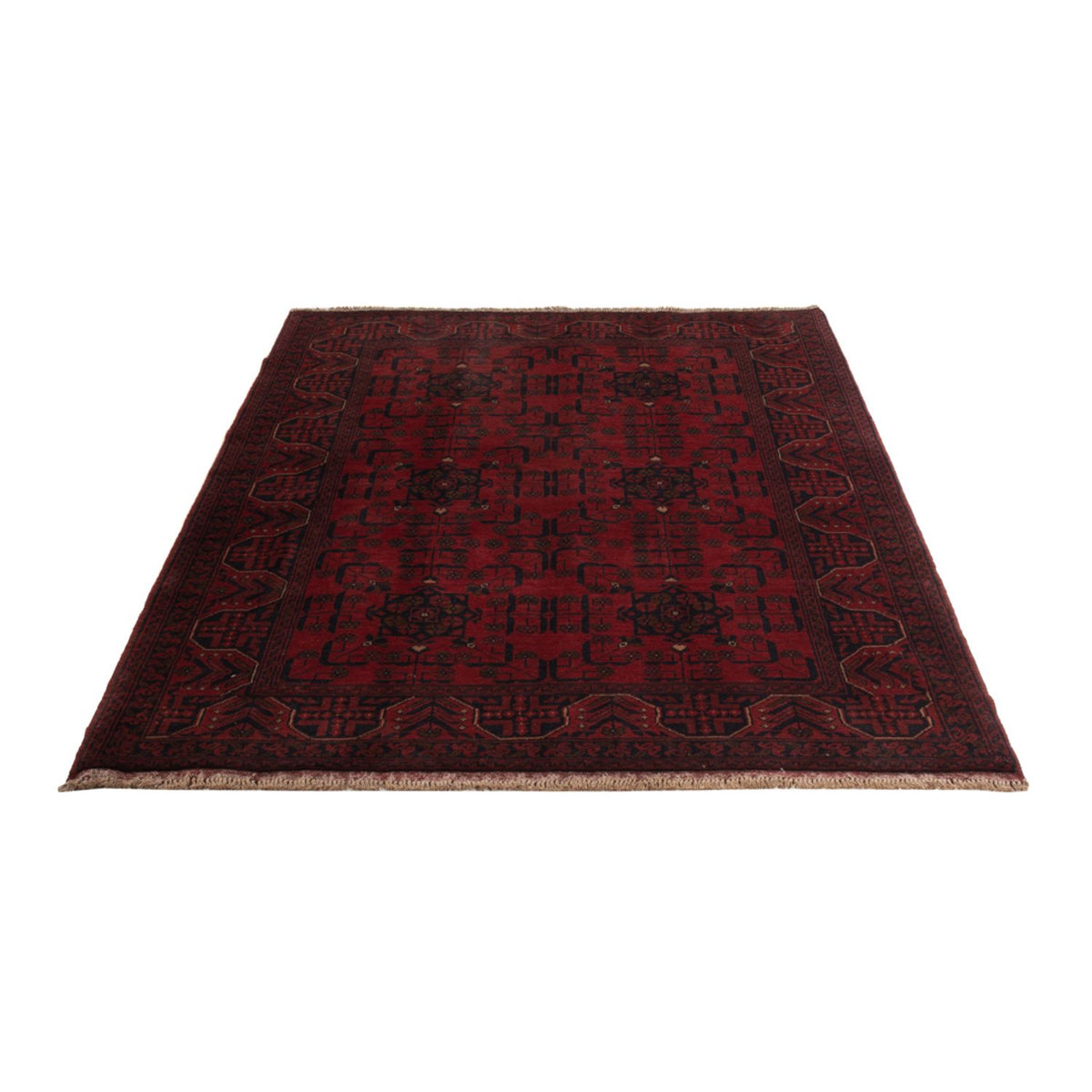 Tapis afghan - Kunduz - 199 x 132 cm - rouge foncé