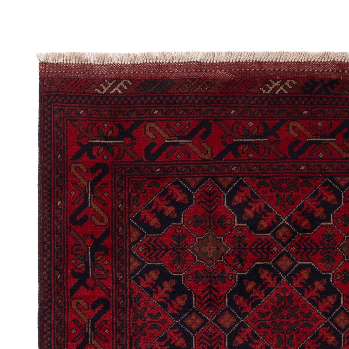Tapis afghan - Kunduz - 198 x 125 cm - rouge foncé