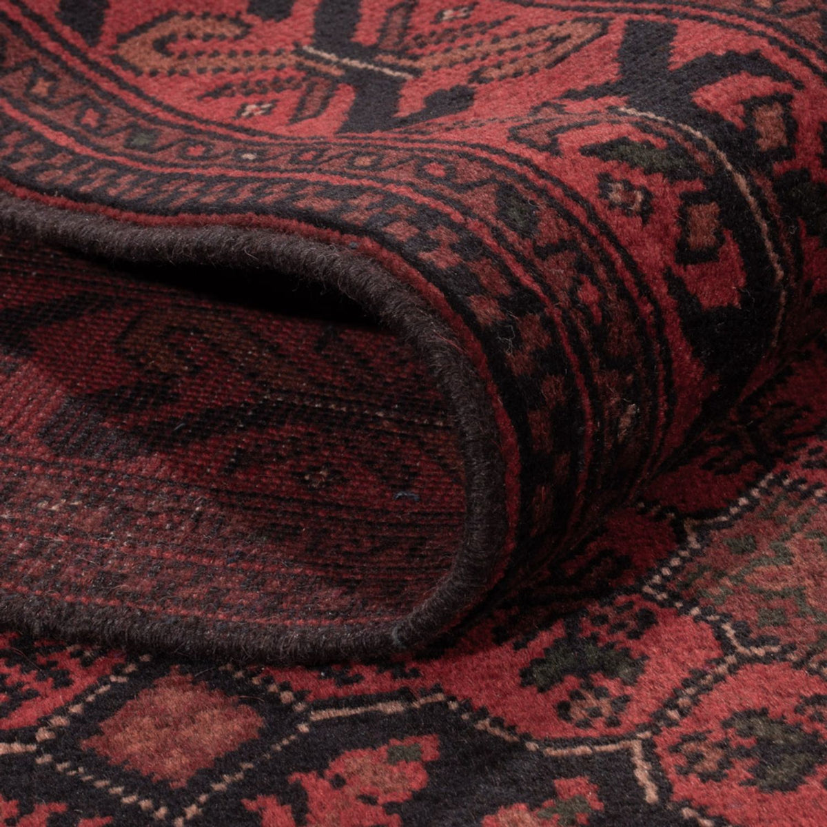 Tapis afghan - Kunduz - 198 x 125 cm - rouge foncé