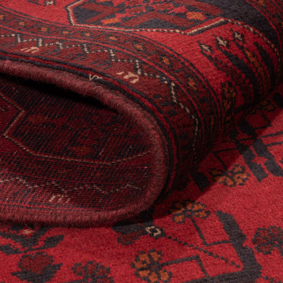 Tapis afghan - Kunduz - 195 x 125 cm - rouge foncé